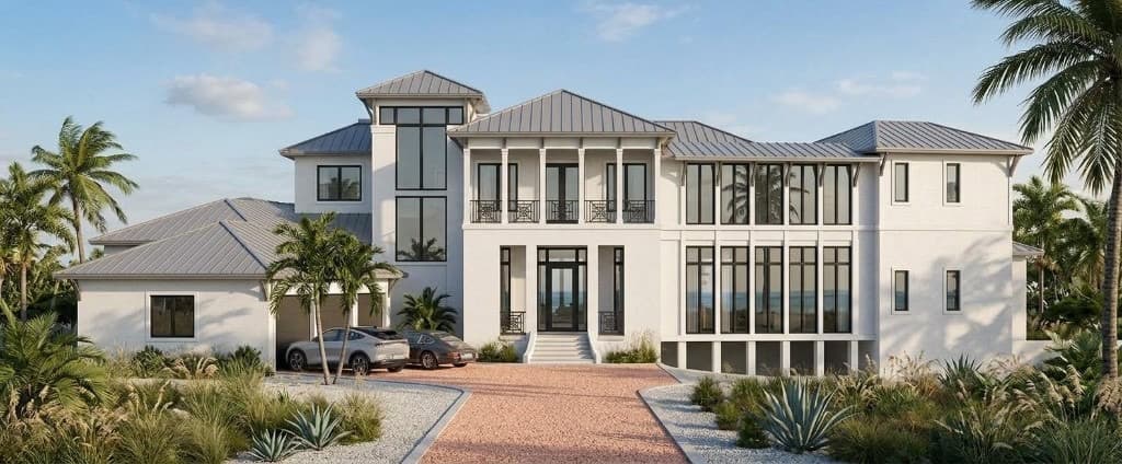Architectural design for a waterfront estate in the Florida Keys
