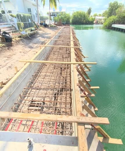 Marine engineering for a seawall project in the Florida Keys
